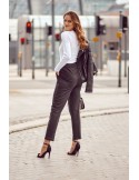 Set dama cu pantaloni si bluza sifonata, alb-negru FI680 - Magazin online - Boutique